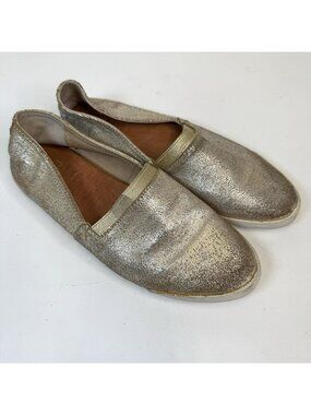 Frye Melanie Gold Leather Slip On Shoes Loafers Womens Size 7.5